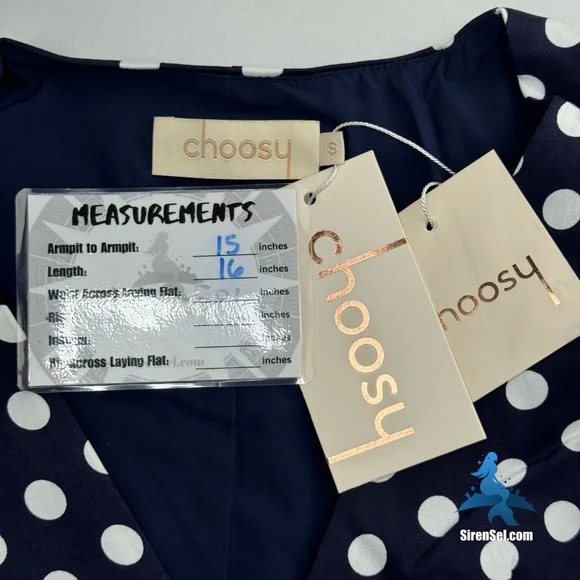 1160 NWT Choosy Infinity Wrap Top – Size Small – Navy/White Polka Dot - Picture 12 of 13